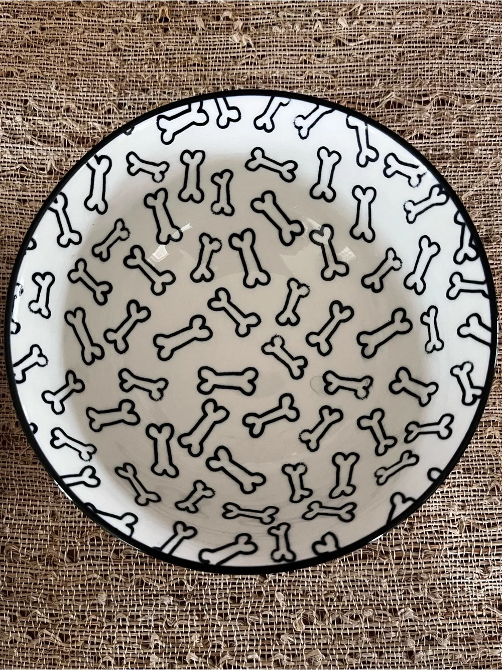 Dog Pattern Ceramic Pet Bowl - White and Black Prima Design 3 x 7”